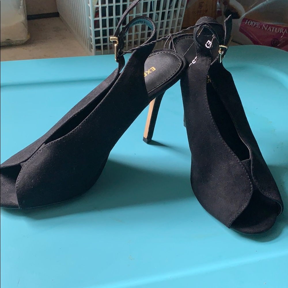 Black Faux Suede Slingback
